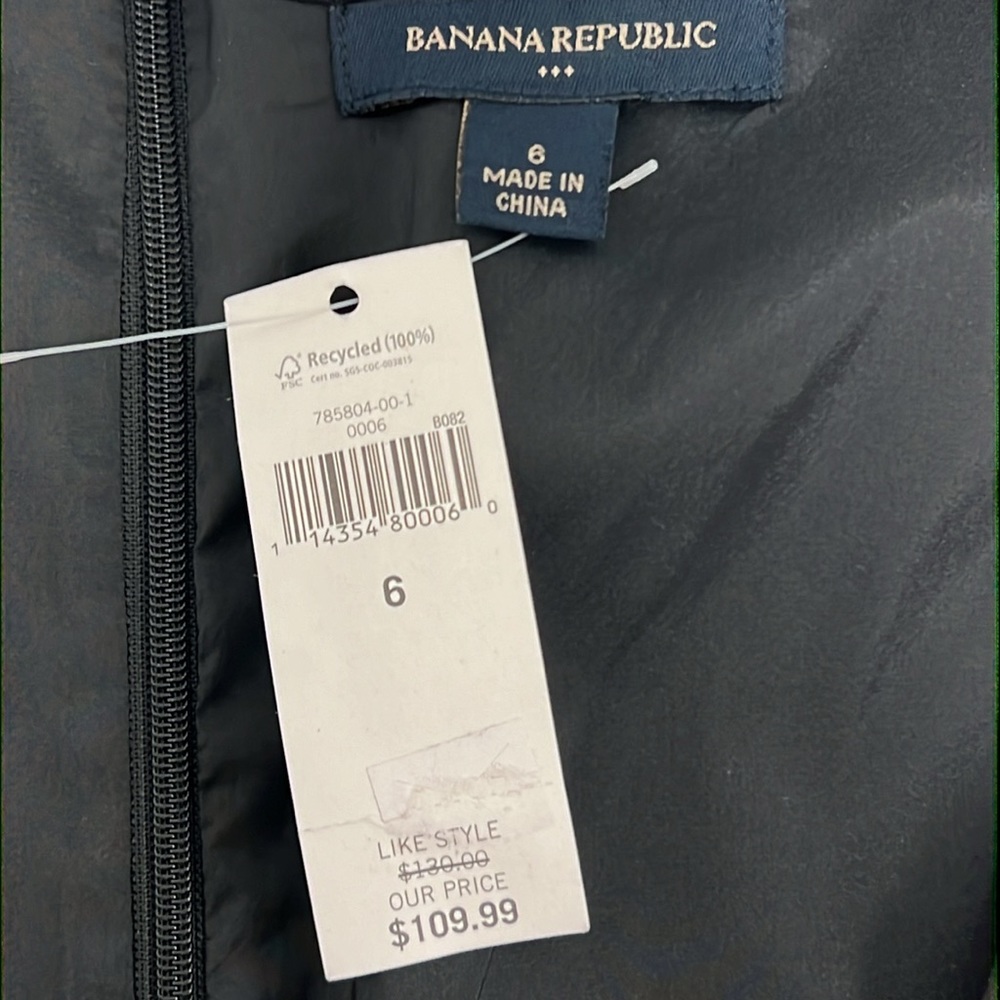 NWT Banana Republic Black Satin Cocktail Dress Size 6 - Picture 8 of 13